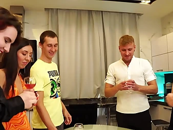 Party & Pummel gangbang: college girls feast on each other's ass, blowjobs and cum in mouths!
