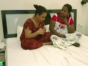 Hot Desi housewife and stepsister get naff with each second choice about hot three-way action!