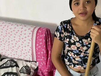Teensy-weensy Latina maid gets her mouth and pussy chock-full to a big weasel words be fitting of cash