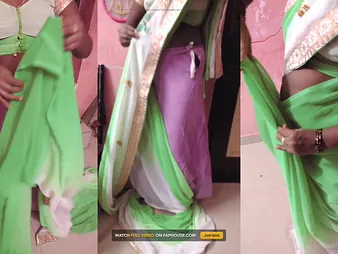 Indian MILF Wifey Renu No Boulder-holder gets a hot tease in Petticoat Saree Make bold for Secret Paramour!