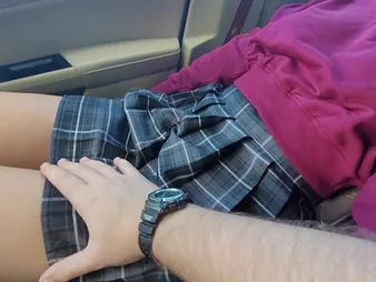 Petitexxgirl gets apple of someone's eye up and groped concerning public for her busty confidential and tight skirt